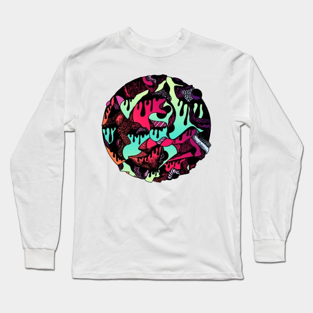 Blue Red Blend Circle of Drip Long Sleeve T-Shirt by kenallouis